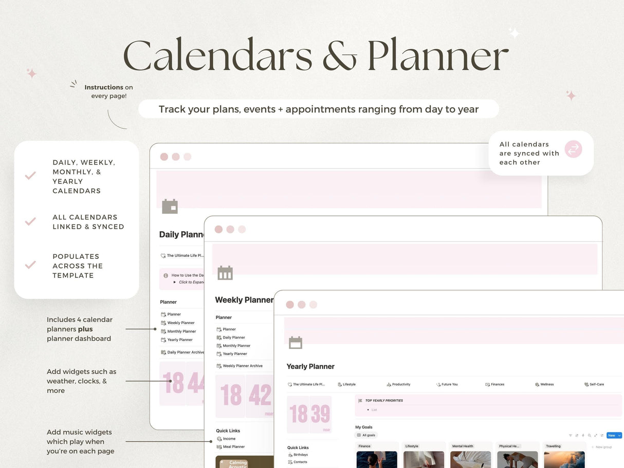 It Girl Notion Planner Template | 70+ Page Aesthetic Dashboard