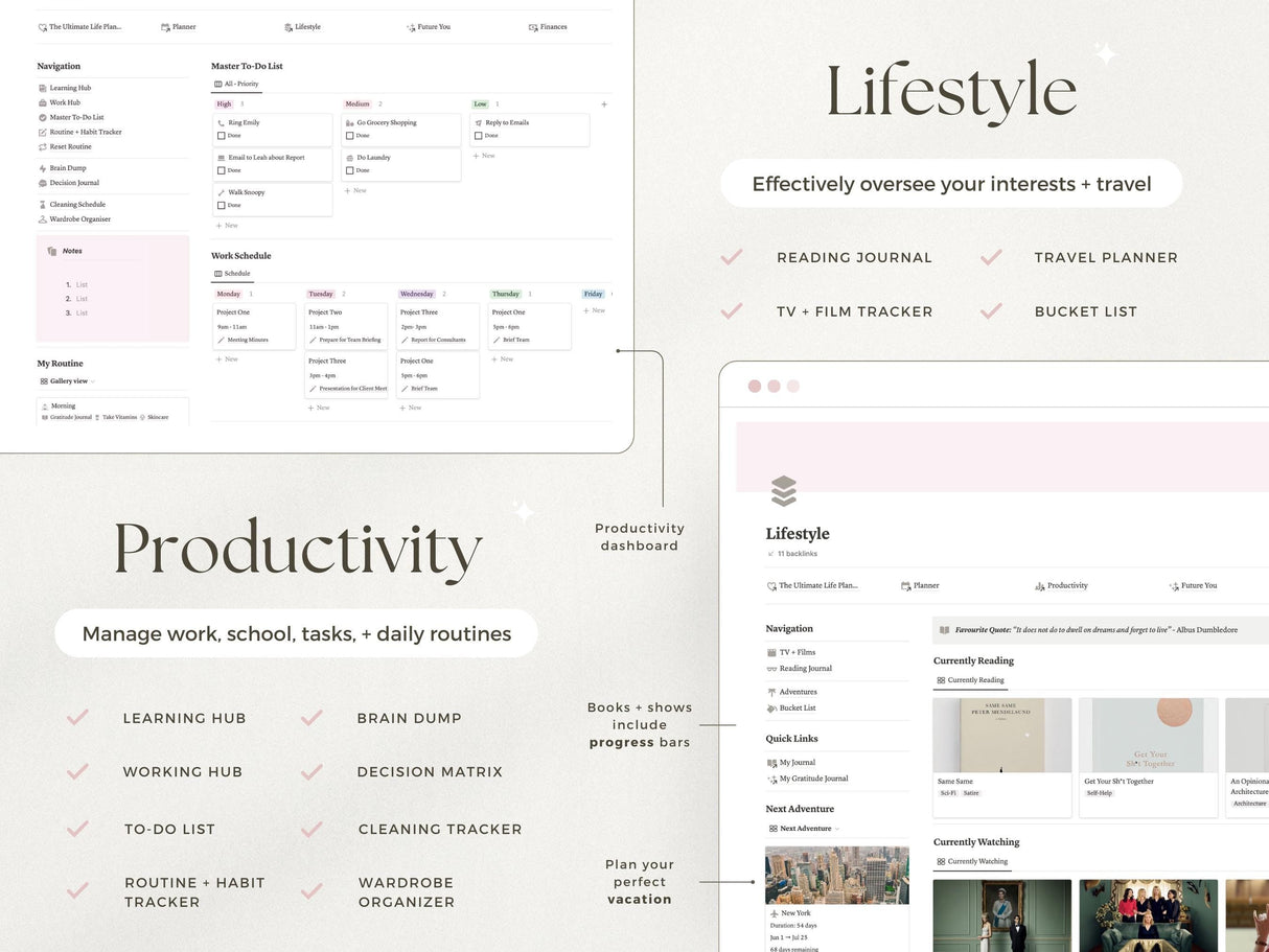 It Girl Notion Planner Template | 70+ Page Aesthetic Dashboard