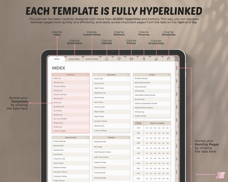 2026 Digital Planner Beige | 40,000+ Hyperlinks Goodnotes