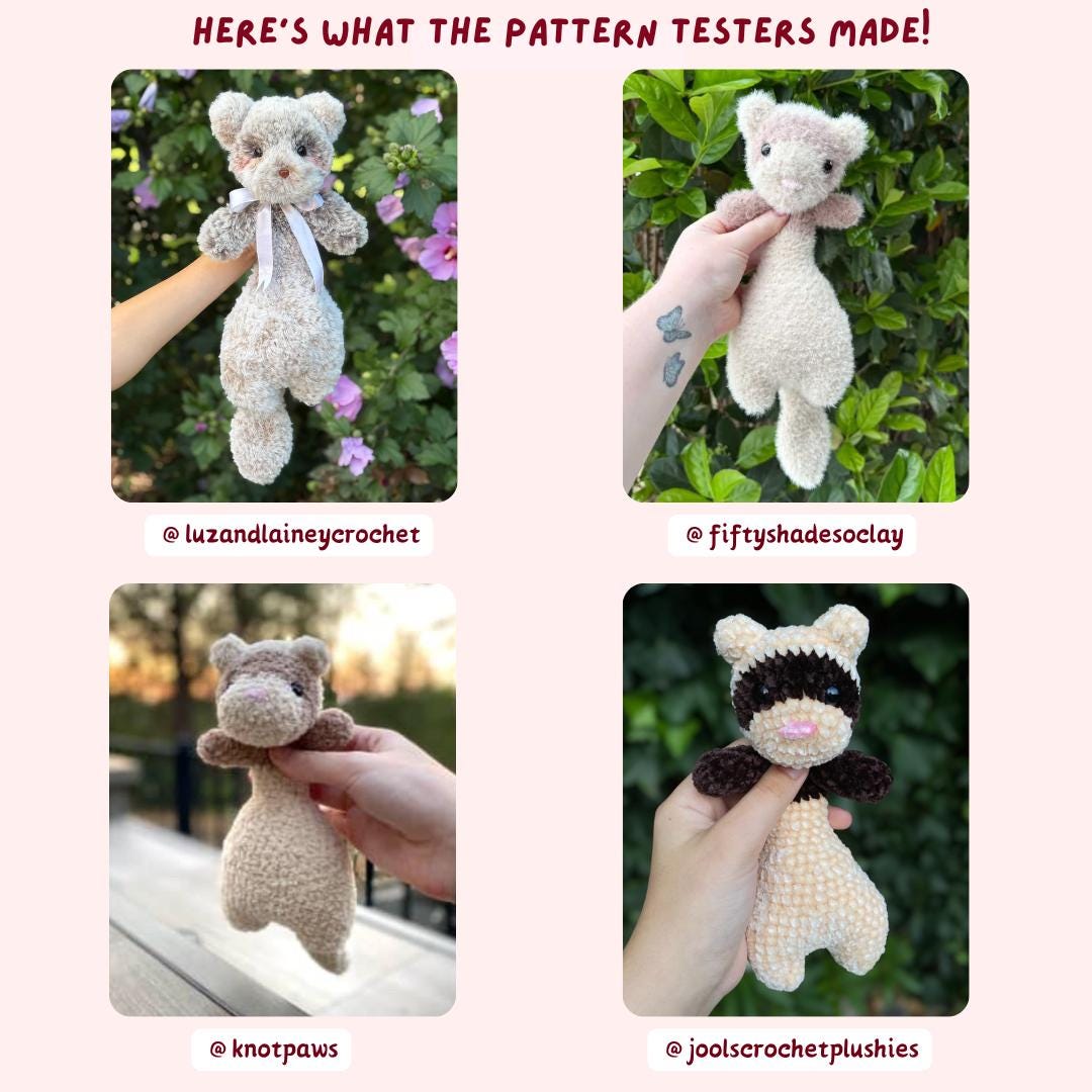 Digital PDF Big Floppy Ferret Crochet Pattern | Weighted Option