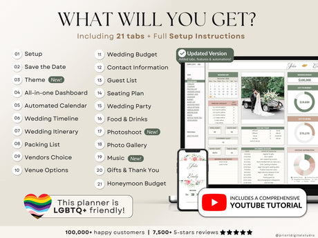 Wedding Planner Spreadsheet | Budget Tracker & Checklist | Google SheetsExcel