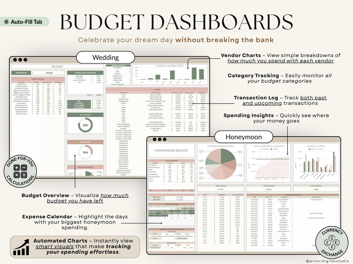 Wedding Planner Spreadsheet | Budget Tracker & Checklist | Google SheetsExcel