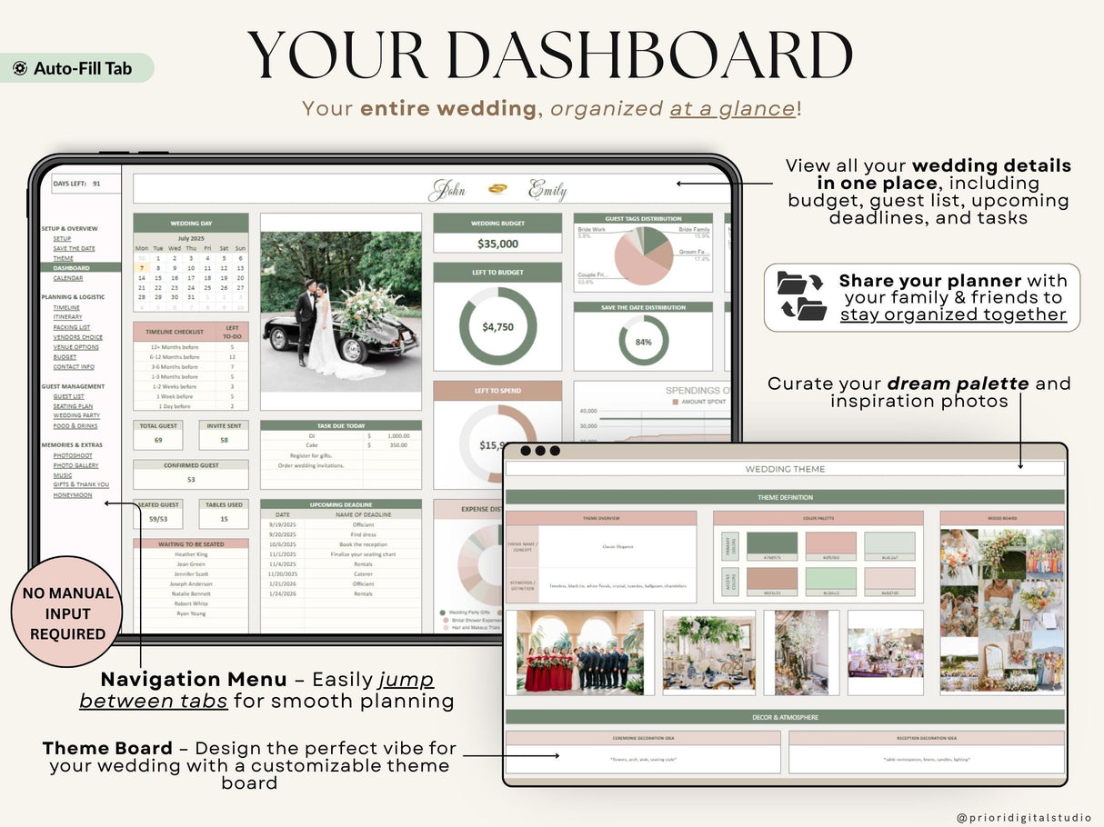 Wedding Planner Spreadsheet | Budget Tracker & Checklist | Google SheetsExcel
