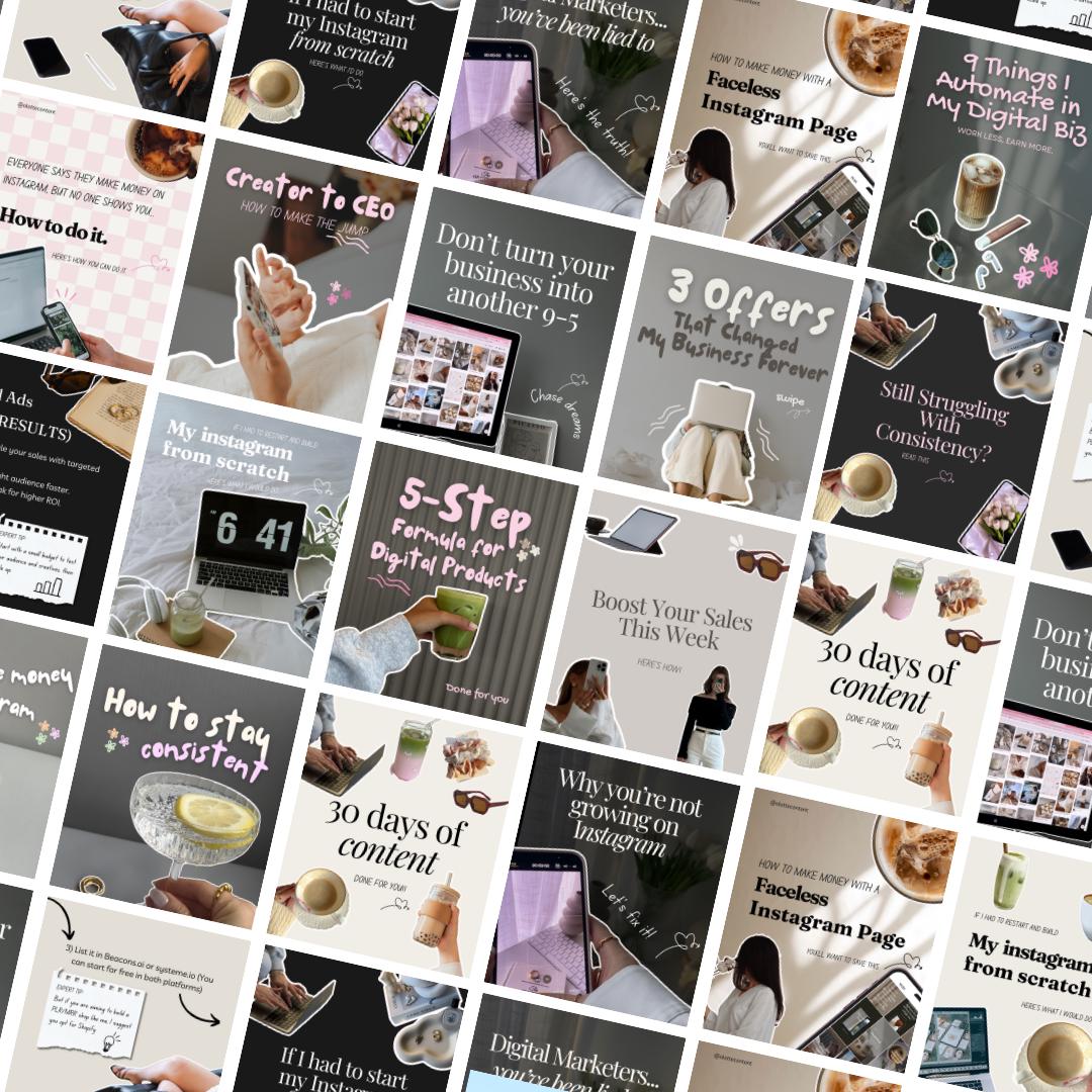 400+ Faceless Instagram Carousels | Aesthetic Canva MRR PLR