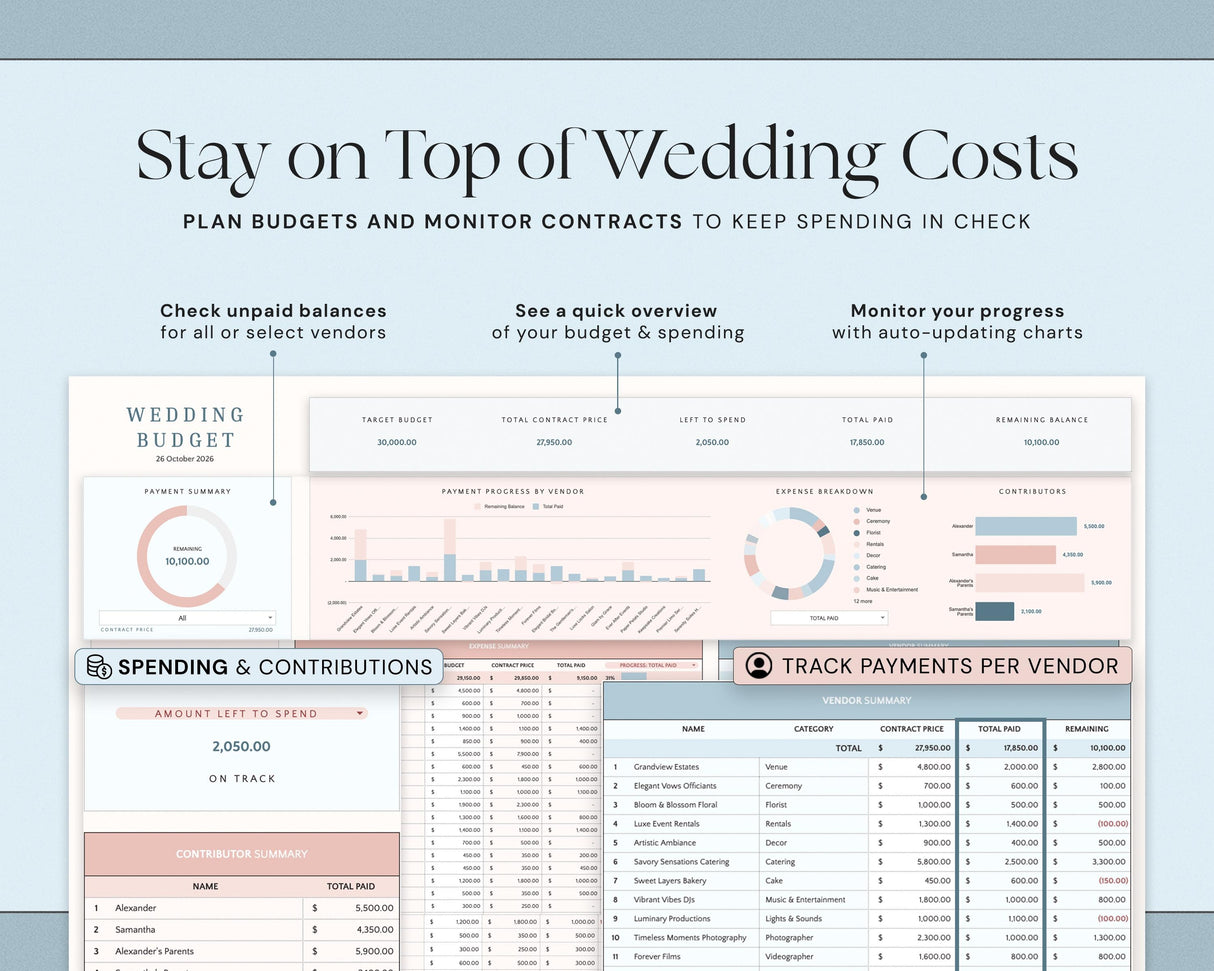 Wedding Planner Spreadsheet | Ultimate Budget & Guest List | Google SheetsExcel