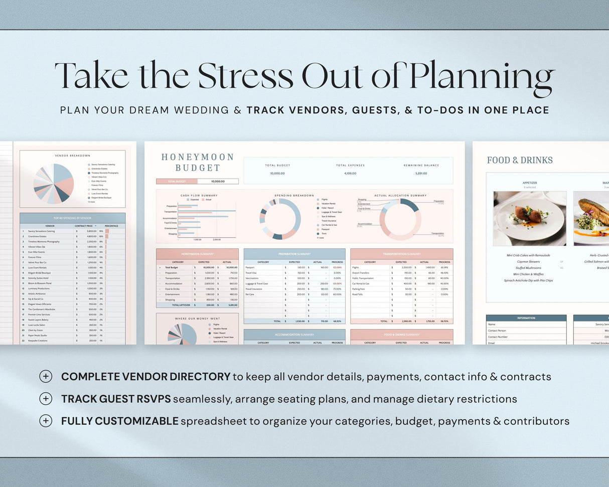 Wedding Planner Spreadsheet | Ultimate Budget & Guest List | Google SheetsExcel