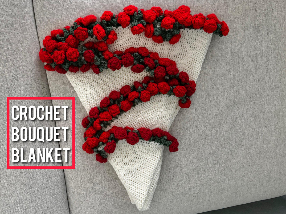 Crochet Rose Bouquet Blanket Pattern | PDF & Video | Beginner