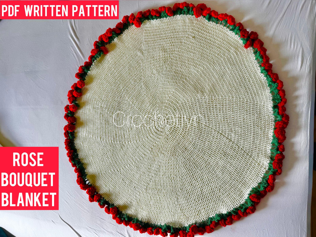 Crochet Rose Bouquet Blanket Pattern | PDF & Video | Beginner