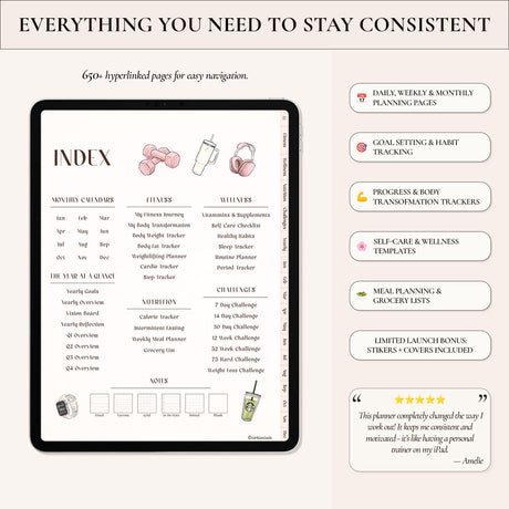 Digital Fitness Planner | Weight Loss & Workout Tracker | GoodNotes Template