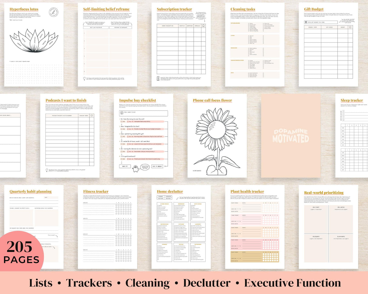 2026 ADHD Printable Planner | Research-Based Sunset Journal
