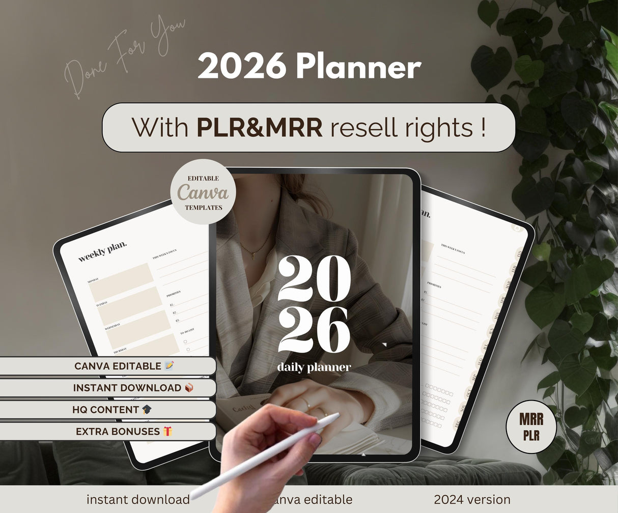 2026 Life Planner MRR PLR | Done-For-You Canva Template