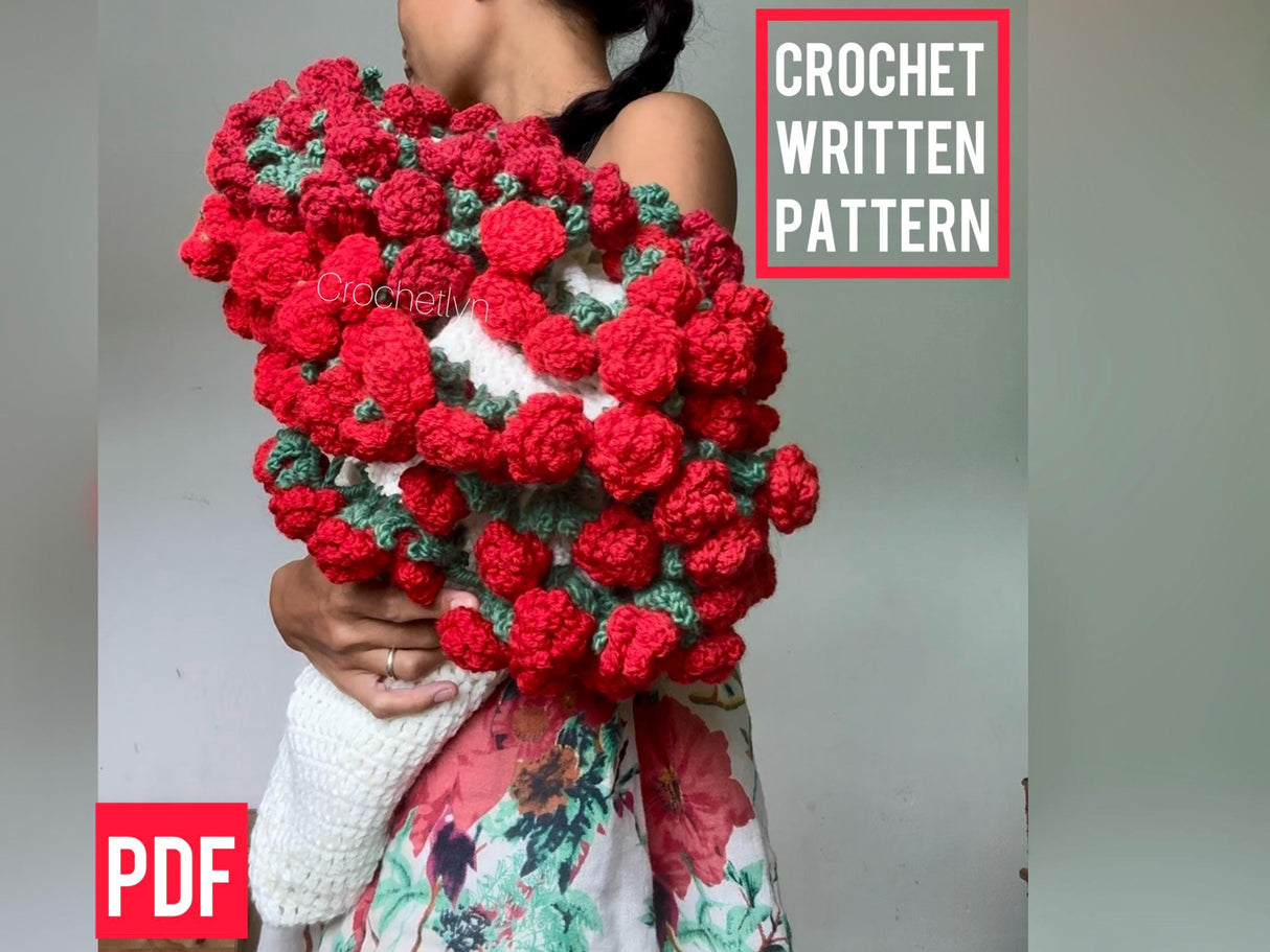 Crochet Rose Bouquet Blanket Pattern | PDF & Video | Beginner