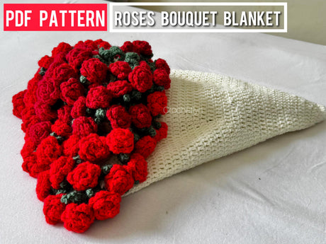 Crochet Rose Bouquet Blanket Pattern | PDF & Video | Beginner