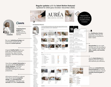 Notion 2026 Life & Business Planner | All-In-One Aesthetic Dashboard