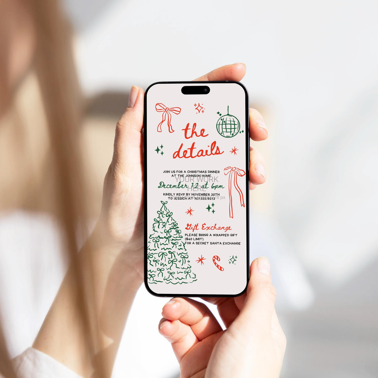 Christmas Party Invitation | Digital Holiday Invite | Editable Canva Template