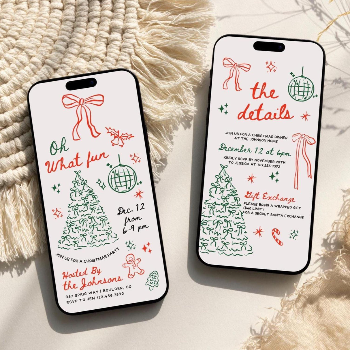 Christmas Party Invitation | Digital Holiday Invite | Editable Canva Template