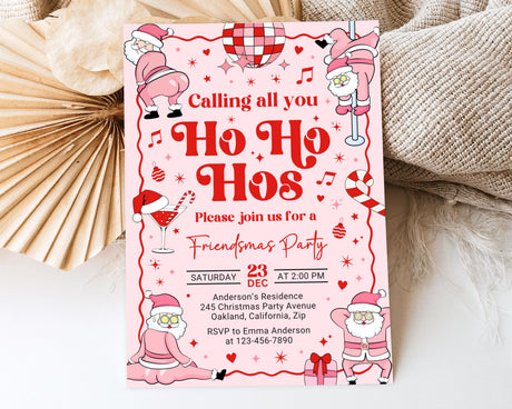 Friendsmas Invitation | Funny Adult Holiday Party | Editable Canva Template