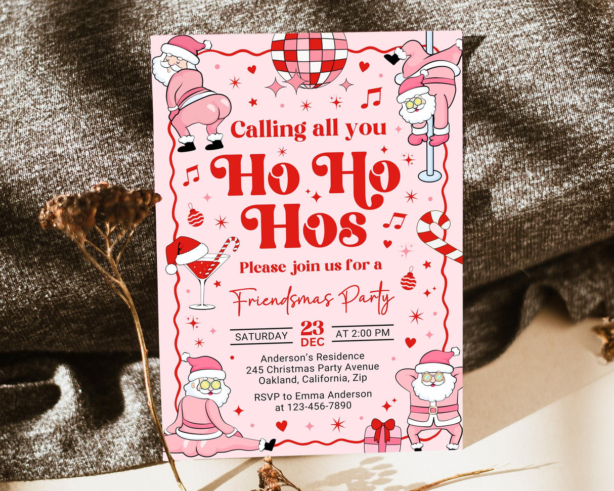 Friendsmas Invitation | Funny Adult Holiday Party | Editable Canva Template