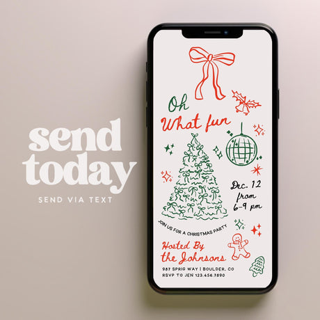 Christmas Party Invitation | Digital Holiday Invite | Editable Canva Template