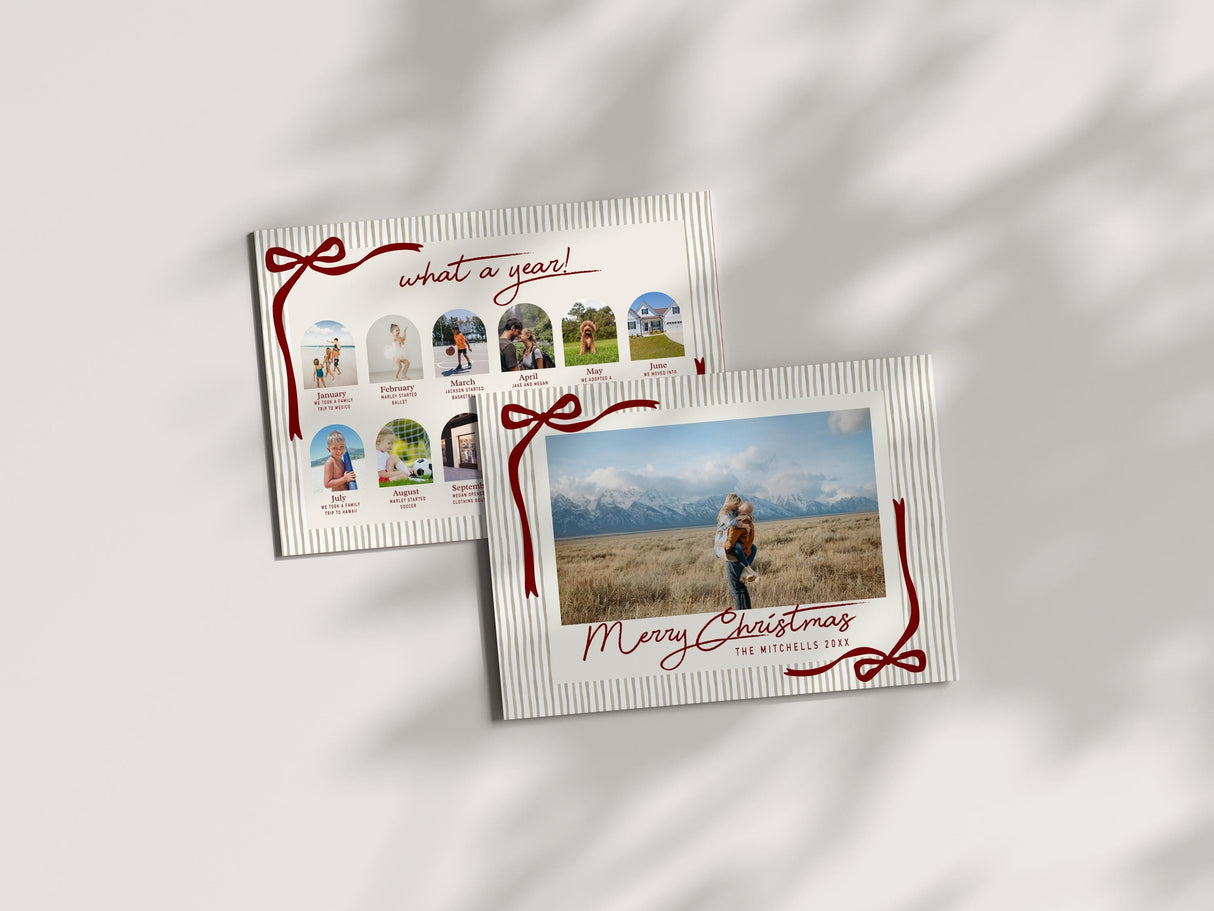 Christmas Card Template | Photo Card w Year-in-Review | Modern Canva 5x7