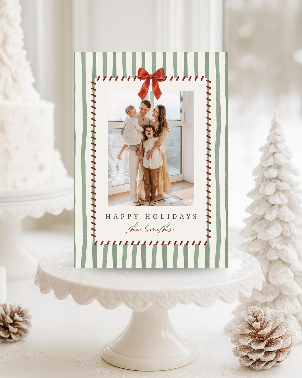 Editable Holiday Card Template | Double Sided Photo Card | Watercolour Canva