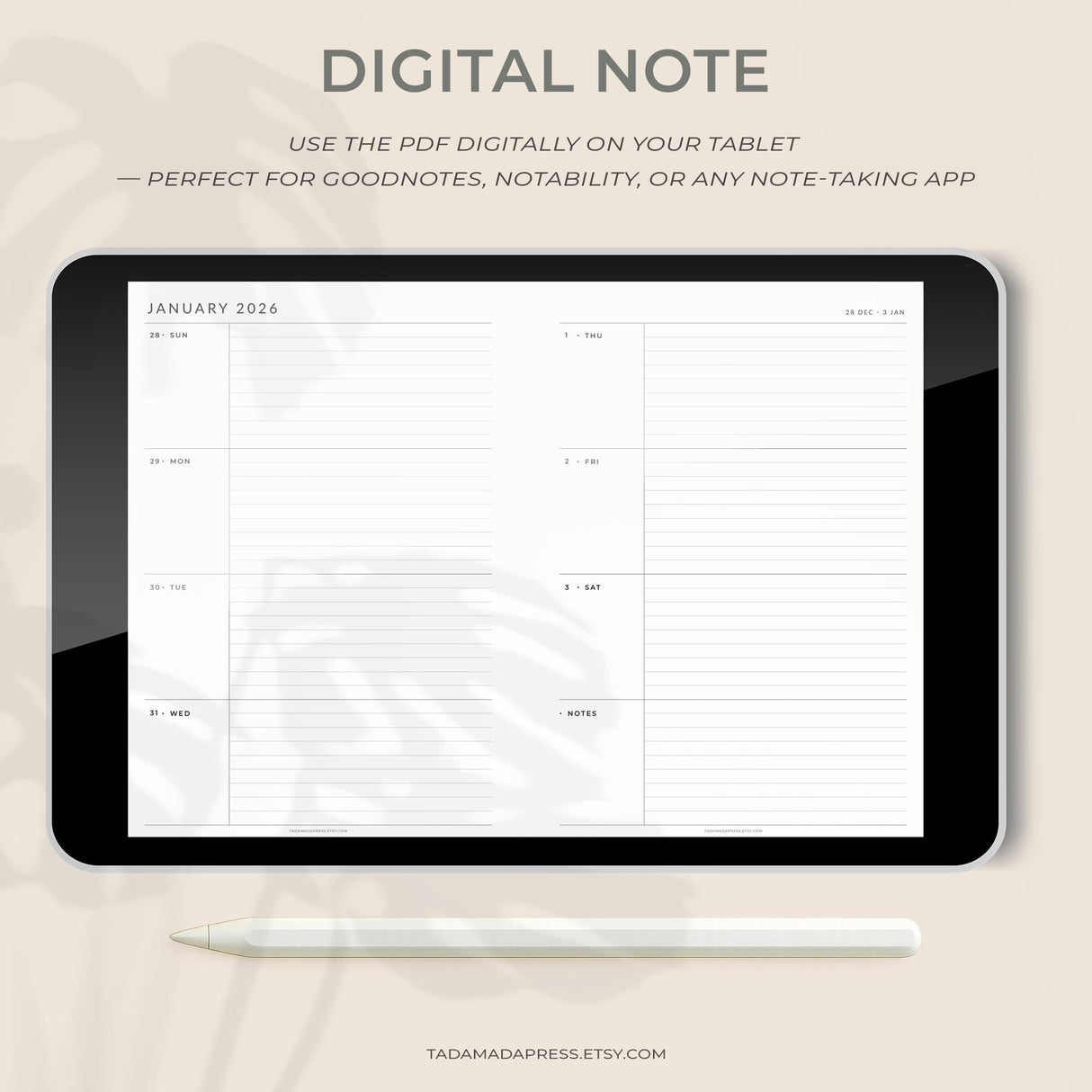2026 Weekly Planner Printable | Minimalist 2-Page Dated PDF
