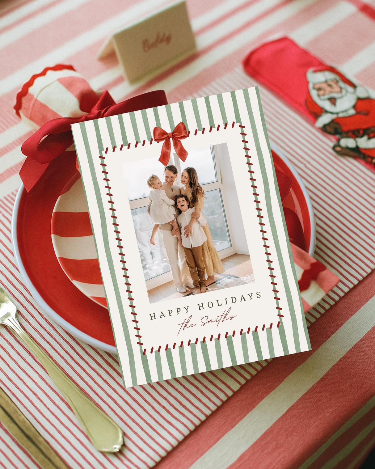 Editable Holiday Card Template | Double Sided Photo Card | Watercolour Canva