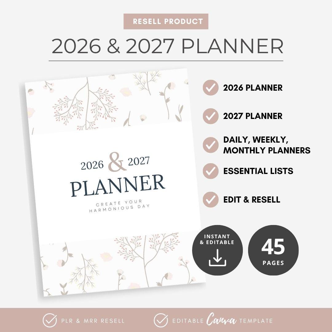 2026-2027 Digital Planner MRR | 45-Page Editable Canva PDF