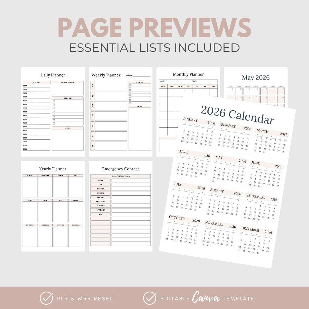 2026-2027 Digital Planner MRR | 45-Page Editable Canva PDF