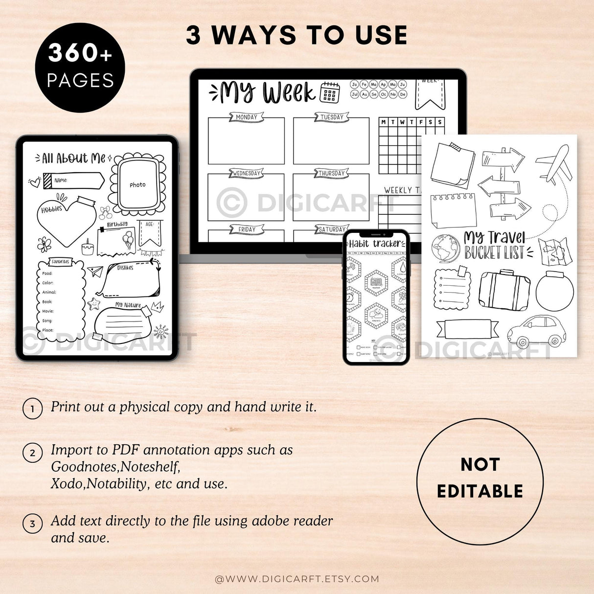 2026 Bullet Journal & Planner Bundle | 360+ Page Printable PDF