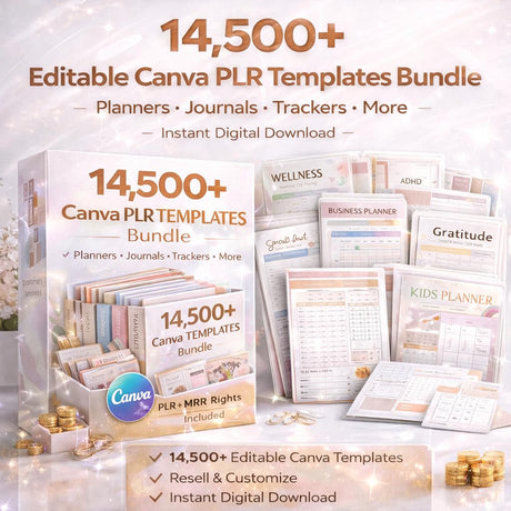 14500+ Canva PLR Templates Bundle | Resell Rights Digital Pack