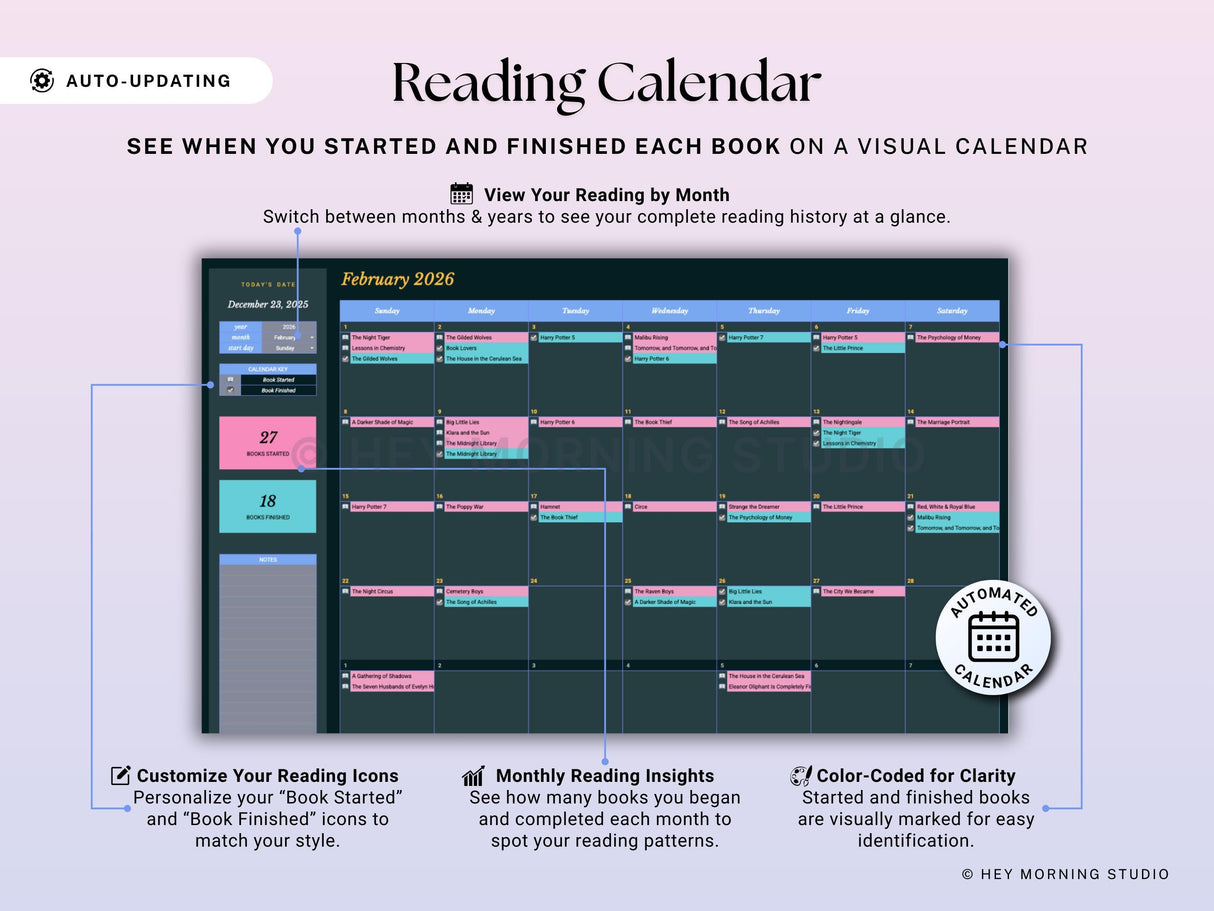 Digital Book Tracker Reading List | Google Sheets & Excel