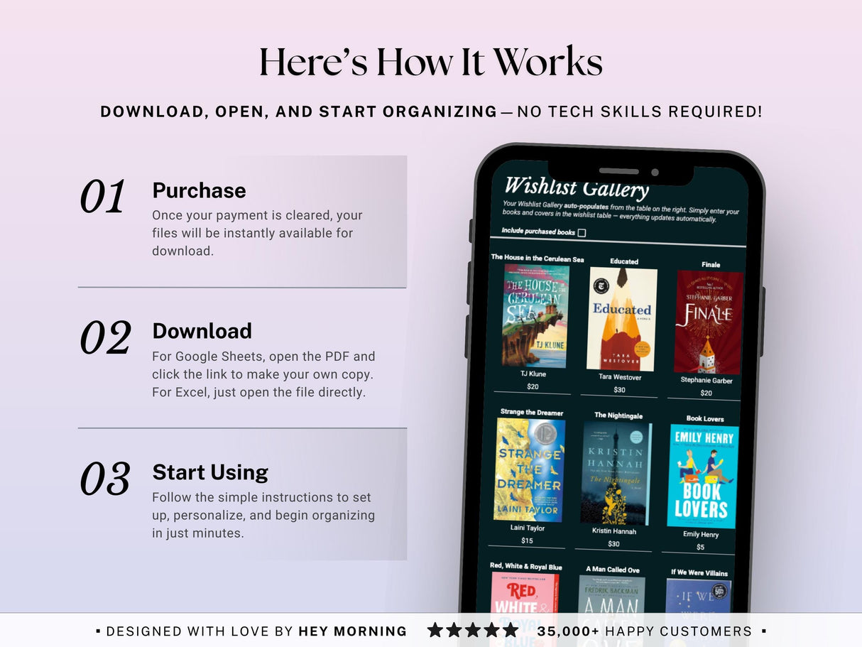 Digital Book Tracker Reading List | Google Sheets & Excel