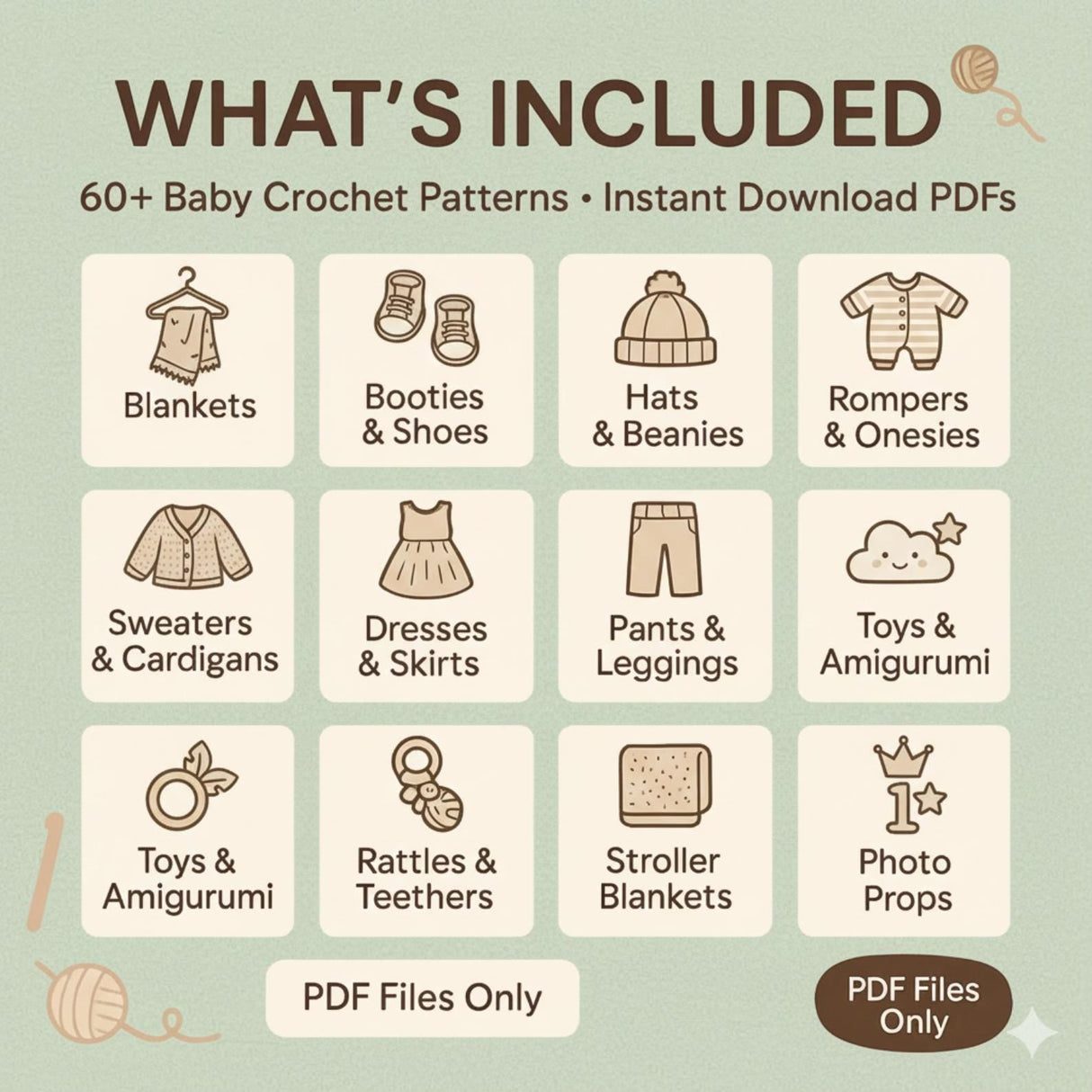 60+ Baby Crochet Patterns Bundle | Blanket, Bootie & Toy PDF
