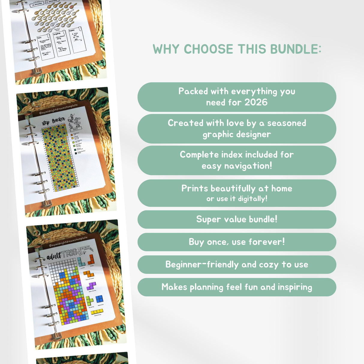 2026 Journal Planner Bundle | 430+ Premade Bullet Journal PDF