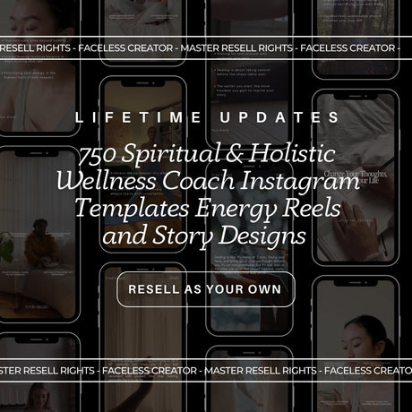 750 Wellness Coach Instagram Templates | Spiritual Reels & MRR