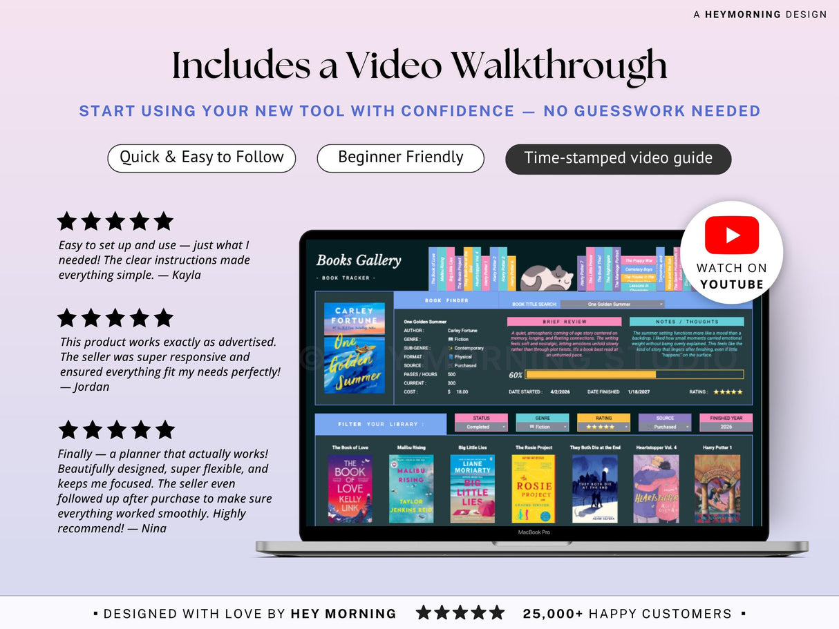 Digital Book Tracker Reading List | Google Sheets & Excel