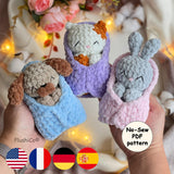 No-Sew Sleeping Animal Crochet Pattern PDF | 3-in-1 Set