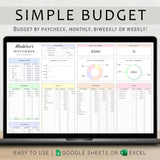 Budget Planner Google Sheets | Monthly & Paycheck Excel Template