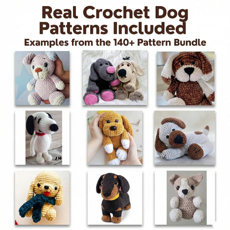 140+ Dog Amigurumi Patterns | Realistic Dog Crochet Bundle