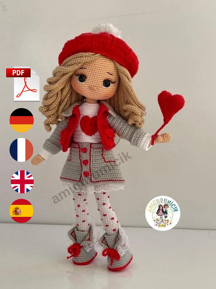 Valentina Doll Crochet Pattern PDF | Valentine's Day Amigurumi